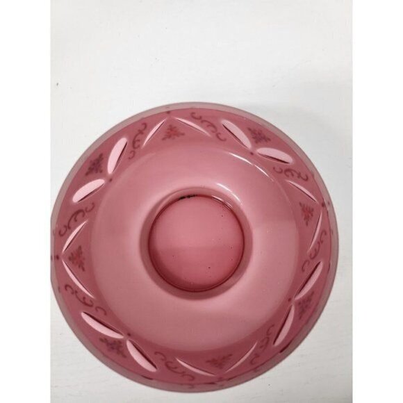 Vintage 19th Century Czech Bohemian Milk Cranberry Glass Candy Dish Bowl Lidded - Picture 6 of 10